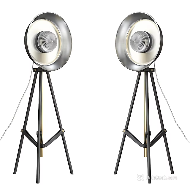 Modern Tripod Floor Lamp With Silver Black Metal Stand For Living Room Decor 3d model 