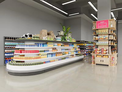 Supermarket Grocery Store Interior With Shelves Full Of Various Products And Organized Displays 3d model