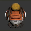Orange Vintage Sci Fi Helmet With Transparent Face Shield And Decorative Straps 3d model