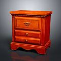 Vintage Wooden Bedside Table With Two Drawers And Carved Base Design