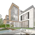 Modern Detached Villa Design With Large Glass Windows Terrace And Landscaping