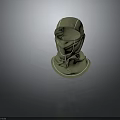 Olive Green Full Coverage Hood With White Stitch Trim And Smooth Design 3d model