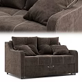 Comfortable Brown Tufted Sofa Ottoman With Storage And Decorative Cushions 3d model