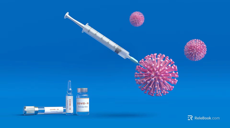 Medical Devices Including Syringe And COVID-19 Vials For Combating Virus Particles 3d model 
