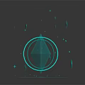 Abstract Geometric Design Featuring Blue Diamond Stars And Circular Patterns With Reflection