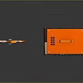 Orange Electric Guitar And Amplifier Musical Equipment With Modern Design Features