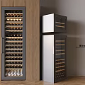 Modern Wine Cabinet with Glass Doors Multiple Wine Racks Wooden Frame and Metal Storage Design