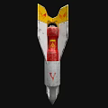Space Rocket Component Design Featuring Yellow Red Silver Sections And Warning Symbol 3d model
