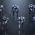 Game Movie Mechanical Characters With Various Poses And Weapon Designs