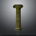 Antique Classical Fluted Stone Column With Ornate Capital And Textured Surface 3d model