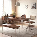 Modern Minimalist Dining Chairs With Wicker Back And Upholstered Seat For Wooden Table Setting