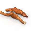 Fresh Brown Rhizome Plants With Textured Surface On White Background
