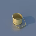 Practical Yellow Small Bucket With Handle For Daily Household Use On Blue Background