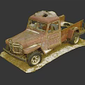 Rusty Old Vintage Truck Model with Weathered Exterior on Snowy Base