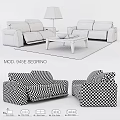 Dark Leather Sofa Set With Coffee Table Area Rug And Corona Render Design 3d model
