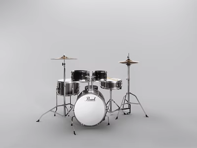 Pearl Complete Drum Set with Snare Tom Bass Drums and Cymbal Stands 3d model