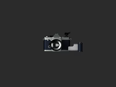 Modern Vintage Digital Camera With Classic Lens Film Roll And Sleek Design 3d model