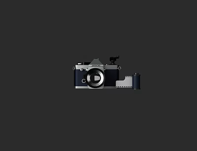 Modern Vintage Digital Camera With Classic Lens Film Roll And Sleek Design 3d model