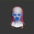Orange Long Hair Wig Display On White Mannequin Head Model