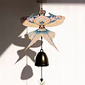 Traditional Japanese Hanging Decoration With Butterfly Shape And Metal Bell For Home Decor