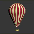 Vibrant Red And White Striped Hot Air Balloon With Small Basket At The Bottom