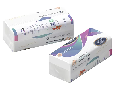 Colorful Eco Friendly Household Paper Towels With Brand Packaging Design 3d model