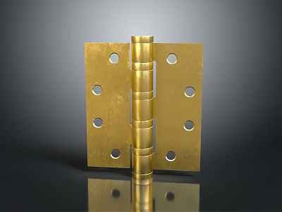 Durable Brass Hardware Hinge With Mounting Holes For Furniture Door Installation 3d model