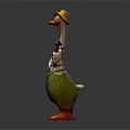 Adorable Duck Character Wearing Yellow Hat And Green Overalls Holding Hammer