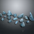 Blue Natural Stone Collection with Various Shapes Different Sizes and Glossy Texture on Gray Background
