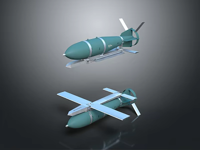 Green Aerial Bomb Models With Glider Wings In 3D Rendering 3d model