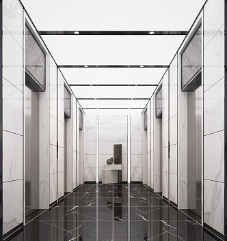 modern elevator hall 3d model