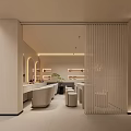 Modern Beauty Hair Salon Interior With Stylish Sofas Staircase And Ambient Lighting