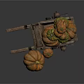 Rustic Wooden Cart Stacked With Colorful Pumpkins For Autumn Harvest