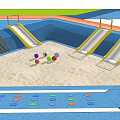 Modern slide children's sandpit slide children's activity area climbing net 3d model