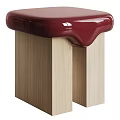 Modern Stool With White Curved Seat And Dark Wooden Legs Design