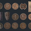 Collection of Various Historical Shields with Decorative Patterns and Different Shapes