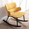 Modern Yellow Rocking Chair with Black Frame and Wooden Floor Interior
