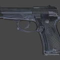 Black Metallic Pistol Firearm Weapon With Detailed Grip And Trigger Design
