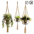 Hanging Macramé Plant Holders Made of Natural Rope for Garden Decor with Green Plants
