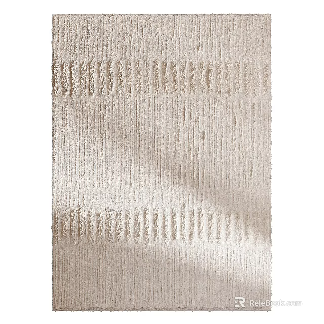 Beige Square Rug With Soft Textured Surface And Woven Edge For Living Room Decor 3d model 