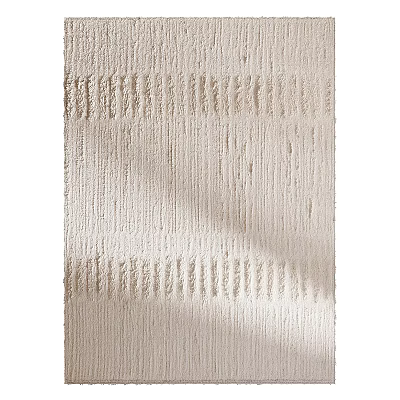 Beige Square Rug With Soft Textured Surface And Woven Edge For Living Room Decor 3d model