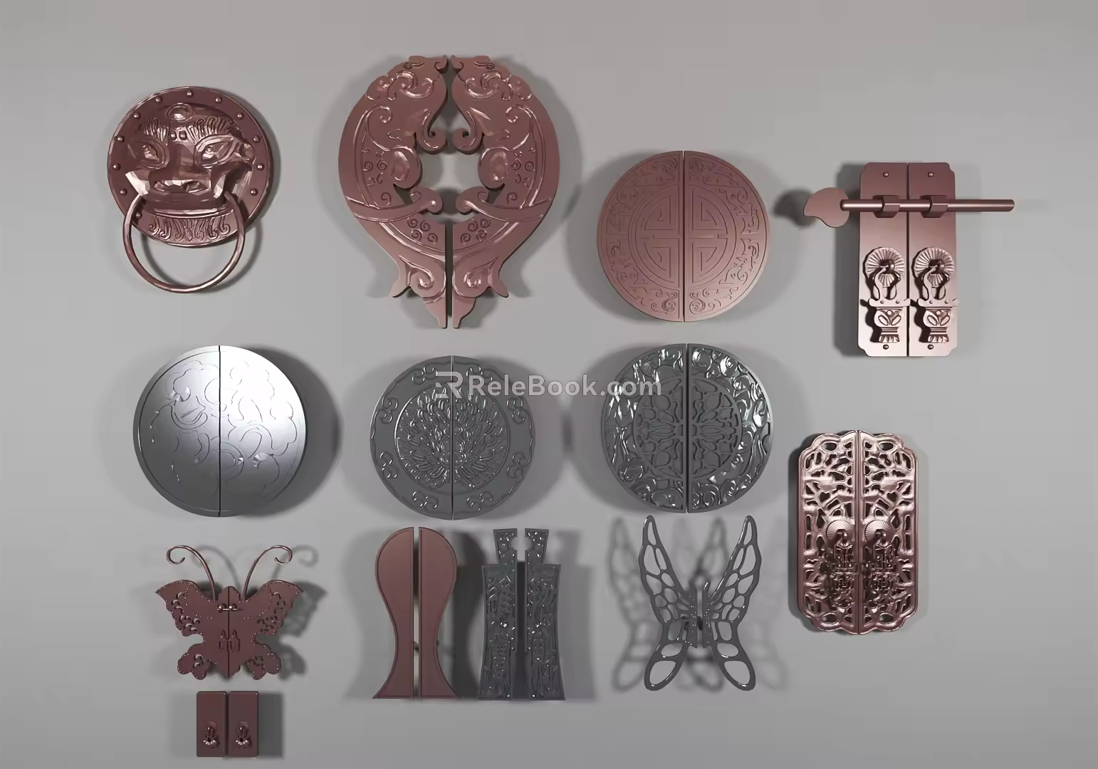 New Chinese style handle door handle 3d model