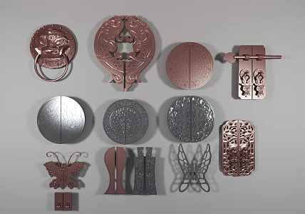 New Chinese style handle door handle 3d model