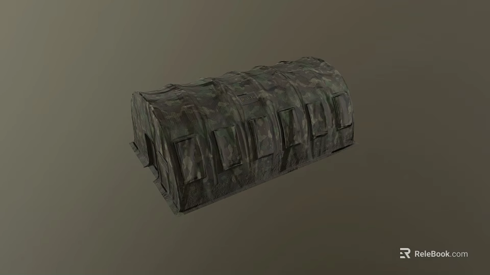 Camouflage Pattern Portable Outdoor Shelter With Multiple Windows And Military Design 3d model 