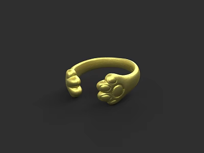 Unique Golden Claw Shaped Ring Stylish Jewelry Accessory For Daily Wear 3d model