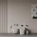 Modern White Wall Mounted Toilet With Towel Rack Toilet Paper Holder And Trash Can
