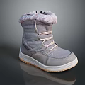 Cozy Gray Snow Boots With Soft Fur Collar And Lace Up Design White Sole