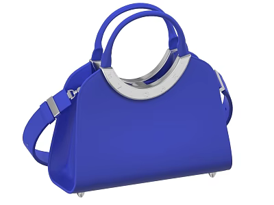 Modern Blue Handbag With Silver Accents Top Handle And Shoulder Strap 3d model Modern Blue Handbag With Silver Accents Top Handle And Shoulder Strap 3d model