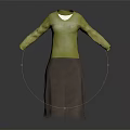 Brown Knitted Vest Dress With Yellow Long Sleeve Top And Fringed Hem