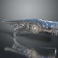 Elegant Silver Hand Ornament With Intricate Carved Patterns And Decorative Design